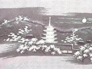 アンティーク　京風景模様肩裏本場村山泥大島紬男物羽織